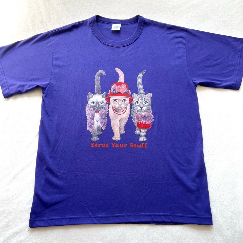 Vintage Oceanic Canadian Mounted Collar Purple Cat Strut Your Stuff TShirt